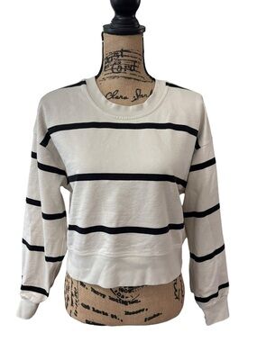 Lululemon Perfectly Oversized Cropped Crew Stripe Bone Black Size 6